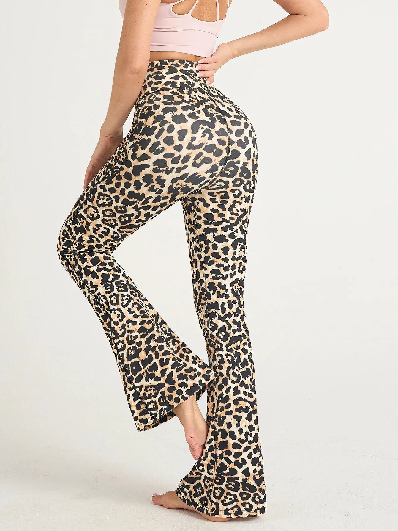 Women Leopard Print Flared Pants Sport High Waist Leggings Skinny Push Up Butt Yoga Pants Fashion Workout Casual Leggings Female luxecrown.co.uk
