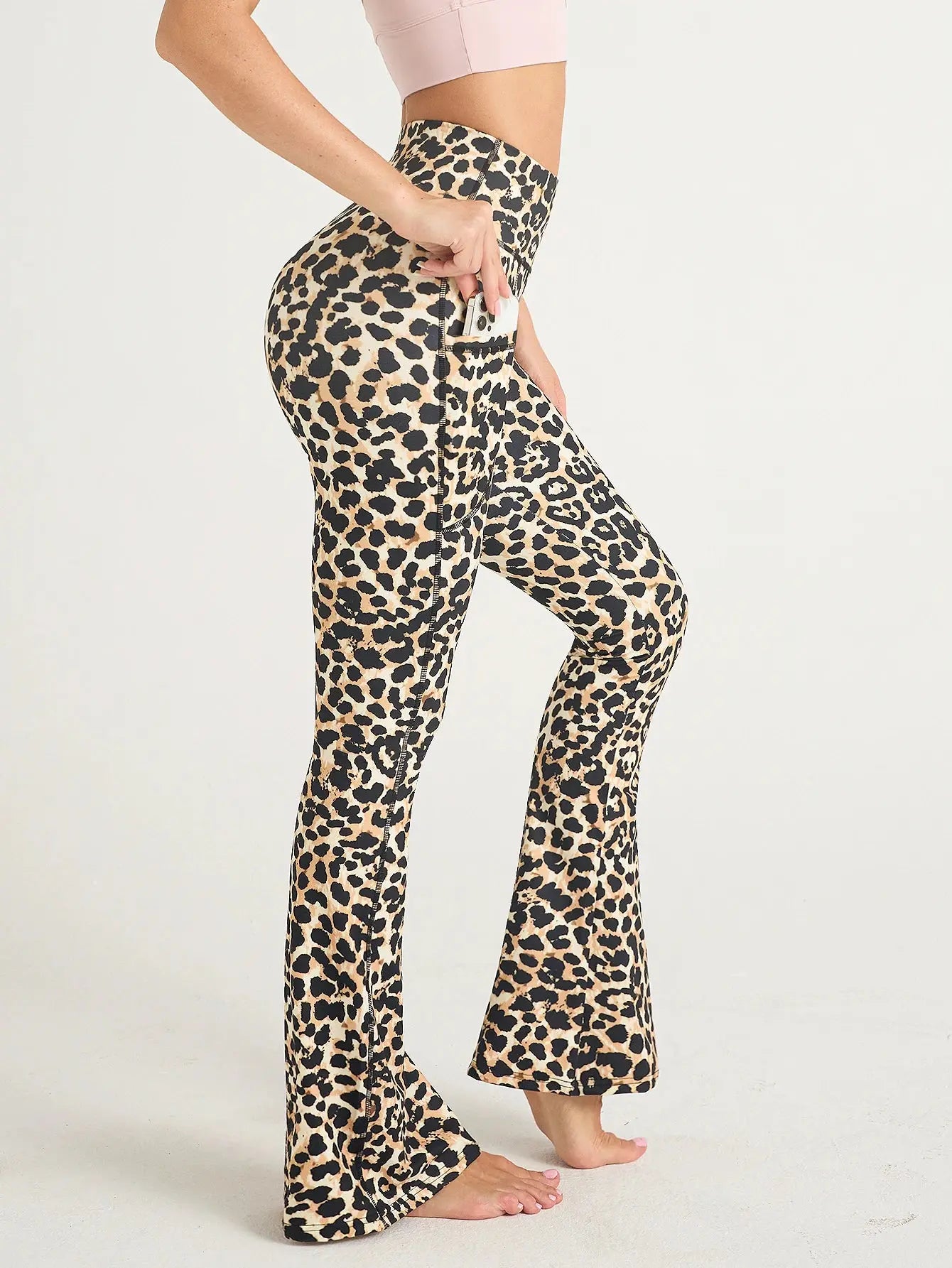 Women Leopard Print Flared Pants Sport High Waist Leggings Skinny Push Up Butt Yoga Pants Fashion Workout Casual Leggings Female luxecrown.co.uk