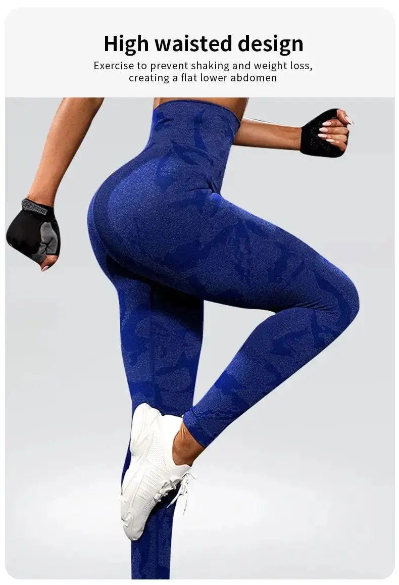 Women Yoga Fitness Sport High Waist Butt Lift Curves Workout Tights Elastic Gym Training Pants Seamless Legging CK1718 luxecrown.co.uk