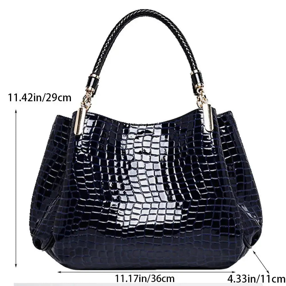 Women's Bag Large Capacity Tote Daily Commute Women's Shoulder Bag Crocodile Print Bright Face Handbag Shopping luxecrown.co.uk