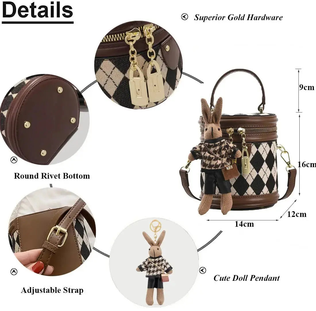 Women's Bag for Women Fashion Luxury Designer Zipper Small Handbags For Women Leather Bucket Shoulder Bag 2023 New Trend Pendant Streetsharks