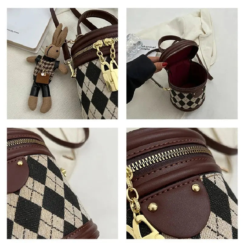 Women's Bag for Women Fashion Luxury Designer Zipper Small Handbags For Women Leather Bucket Shoulder Bag 2023 New Trend Pendant Streetsharks