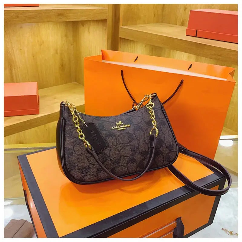 Women's Chain Bags Pvc Geometric Print Handbag Shoulder Crossbody Bag Women's Underarm Bag Suitable For Daily Outfit Matching luxecrown.co.uk