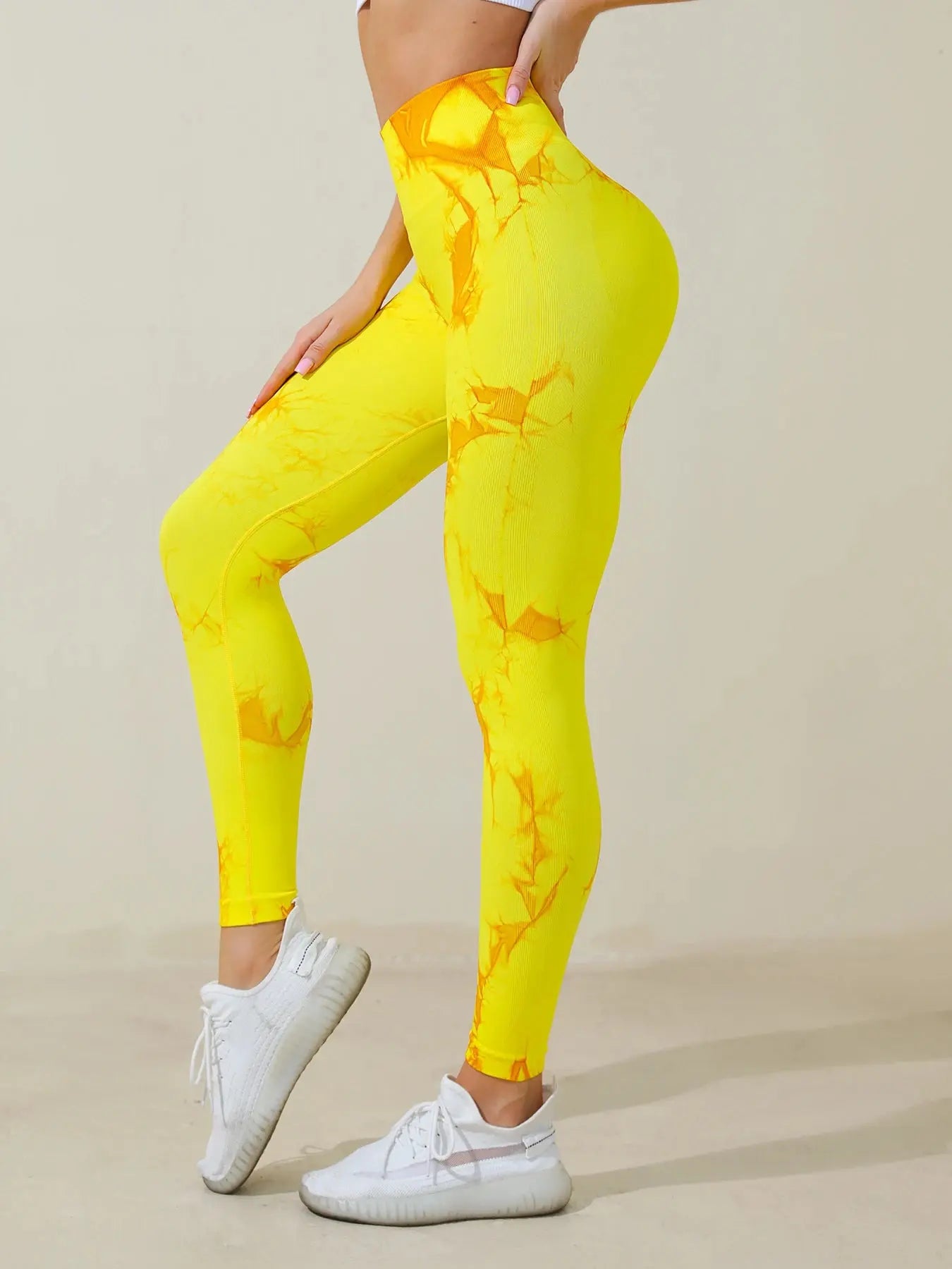 Women's High Waist Tie-Dye Print Leggings, Casual Fitness Workout Bottoms Yoga Pants luxecrown.co.uk