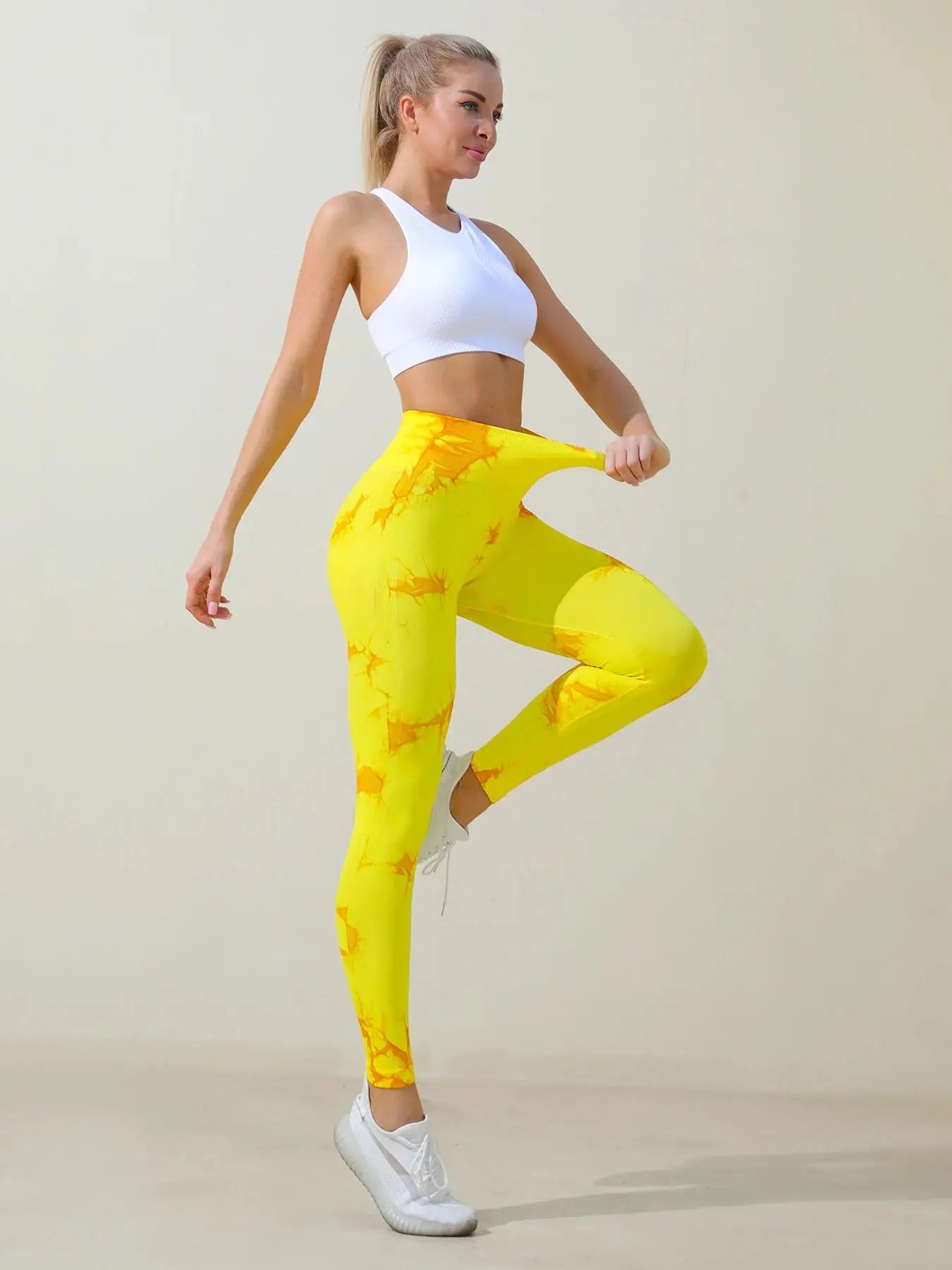 Women's High Waist Tie-Dye Print Leggings, Casual Fitness Workout Bottoms Yoga Pants luxecrown.co.uk