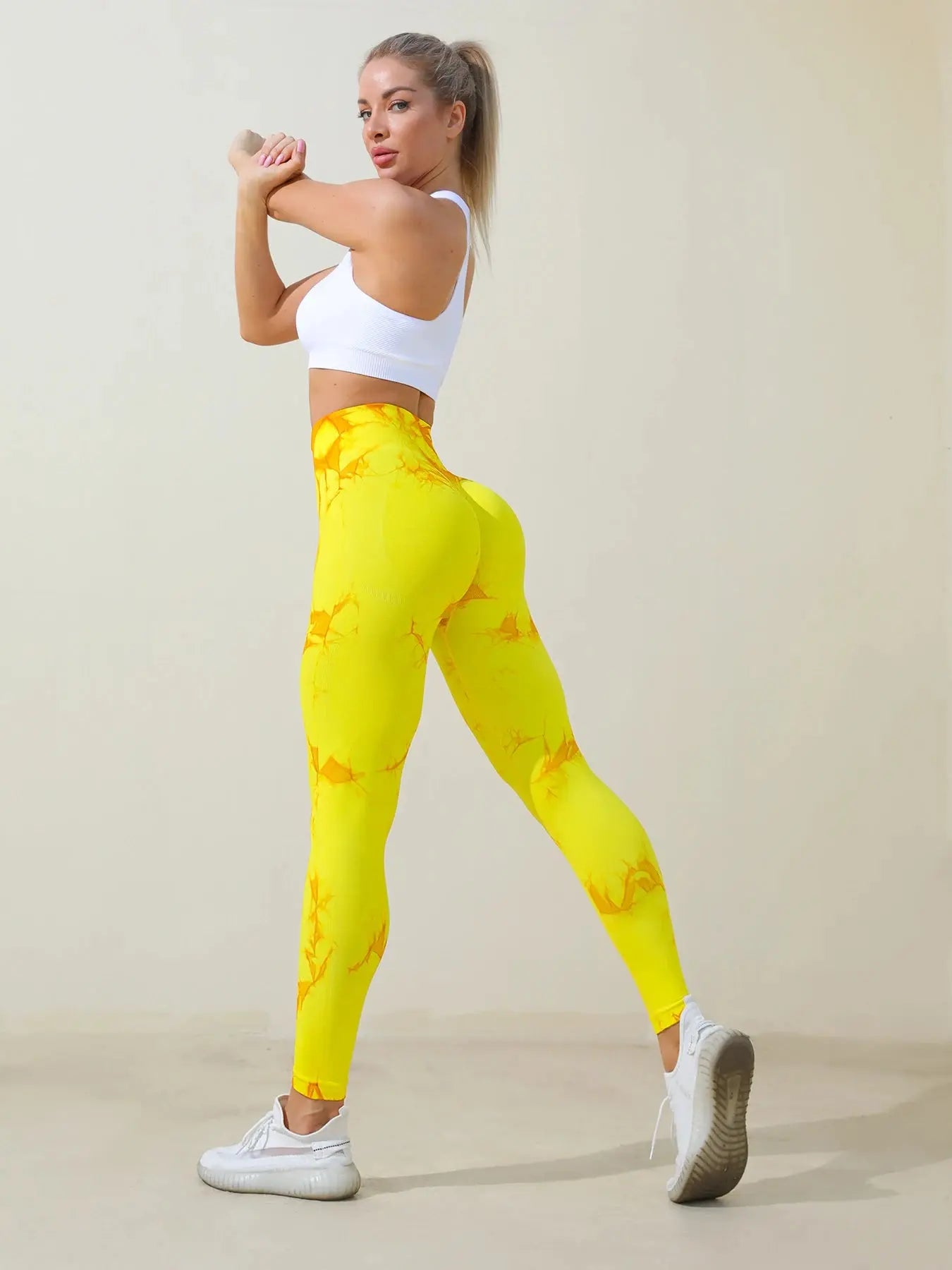 Women's High Waist Tie-Dye Print Leggings, Casual Fitness Workout Bottoms Yoga Pants luxecrown.co.uk