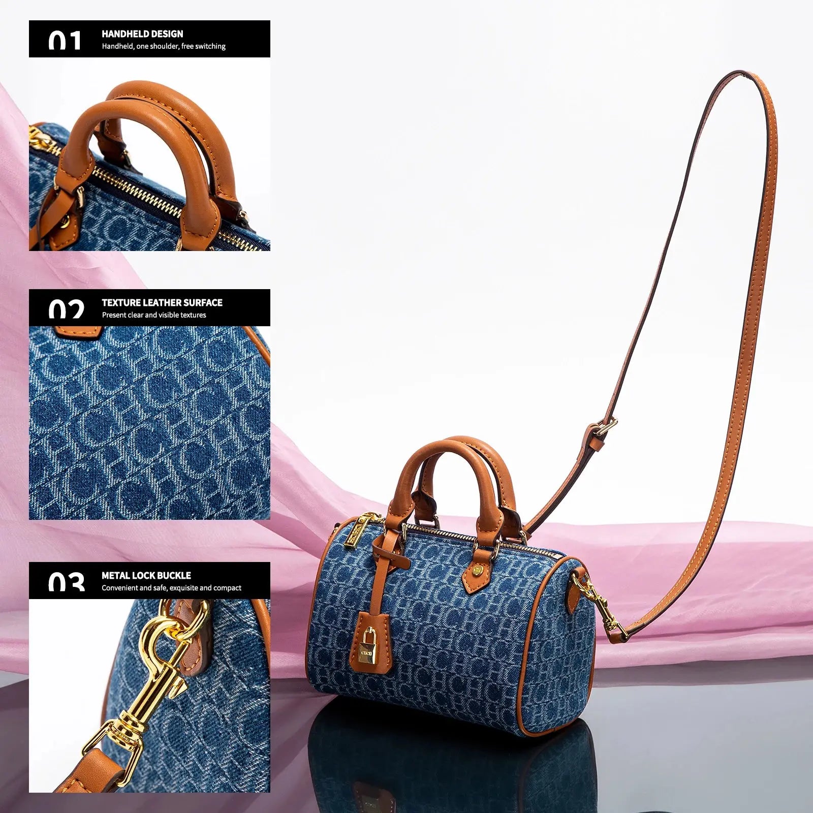 Women's Shoulder Bag 2025 New Cowboy Splicing Pillow Bag, Casual Party Women's Handbag Streetsharks