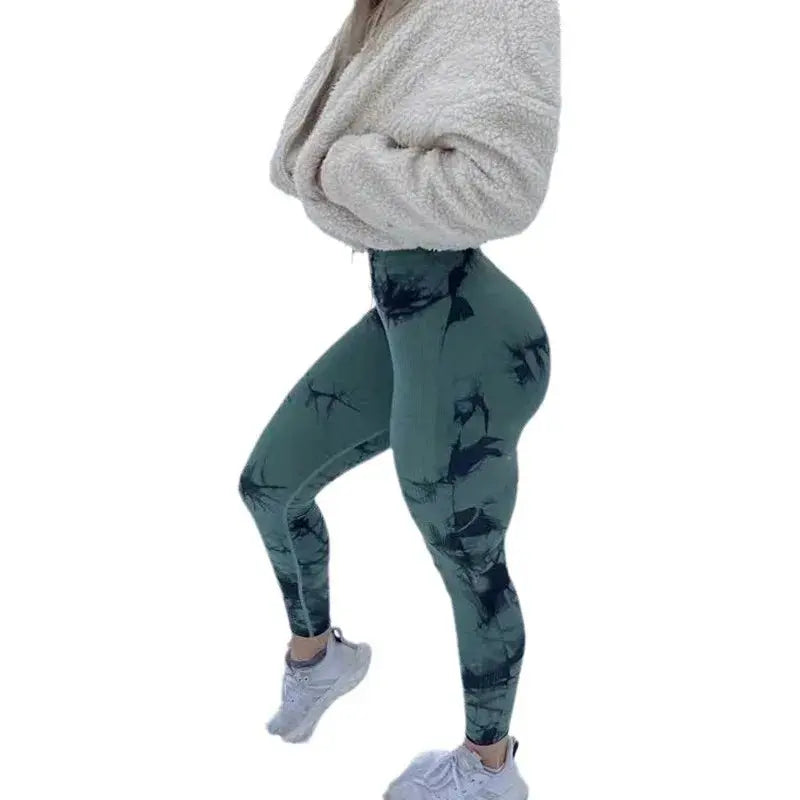 Women's Tie-Dye Seamless Peach Butt High Waist Butt Pants Stretch Fitness Yoga Pants luxecrown.co.uk