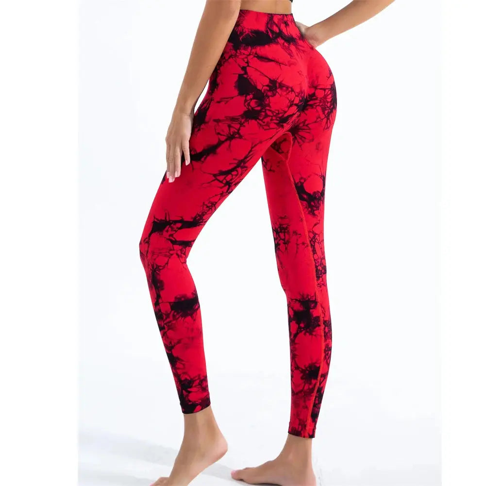 Women's Tie-Dye Seamless Peach Butt High Waist Butt Pants Stretch Fitness Yoga Pants luxecrown.co.uk