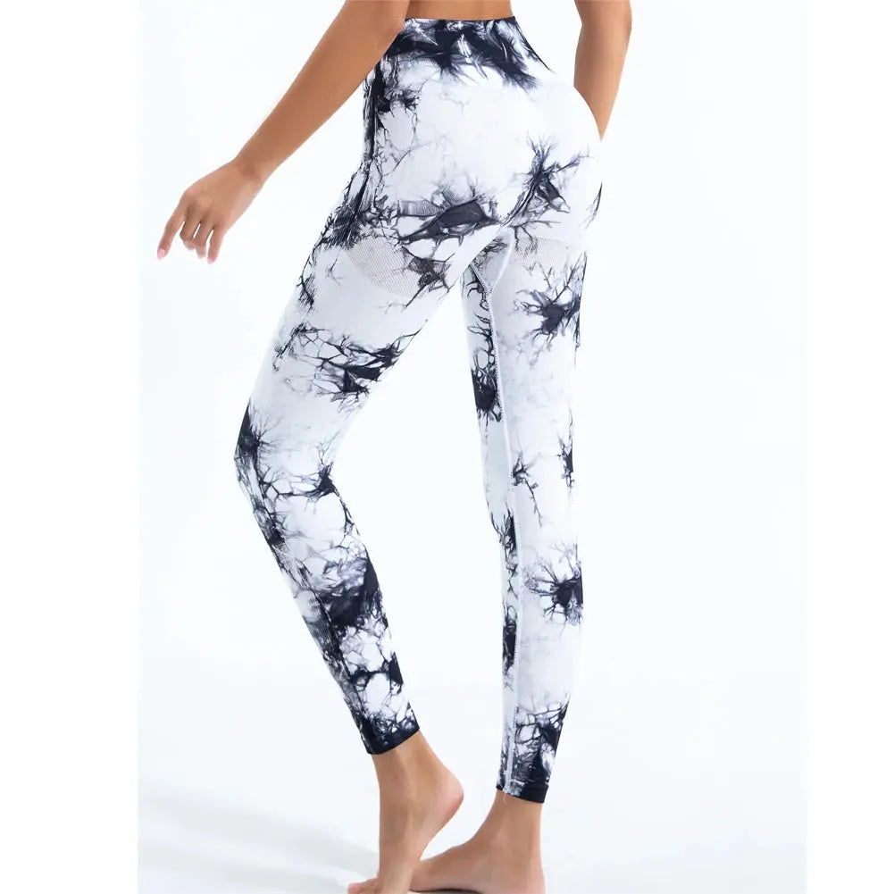 Women's Tie-Dye Seamless Peach Butt High Waist Butt Pants Stretch Fitness Yoga Pants luxecrown.co.uk