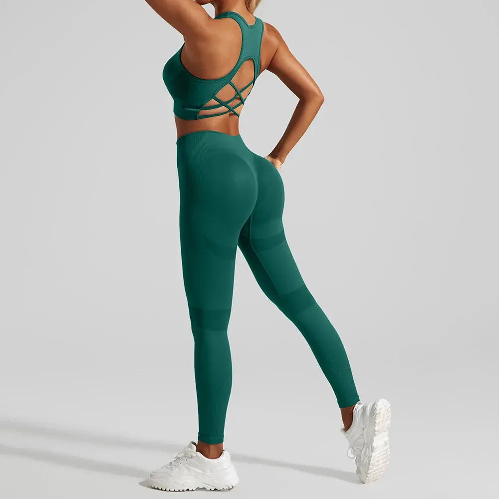 Women's Workout Set 2 Piece, High Impact Sports Bra and High Waist Leggings, Quick Dry Fitness Yoga Suit luxecrown.co.uk