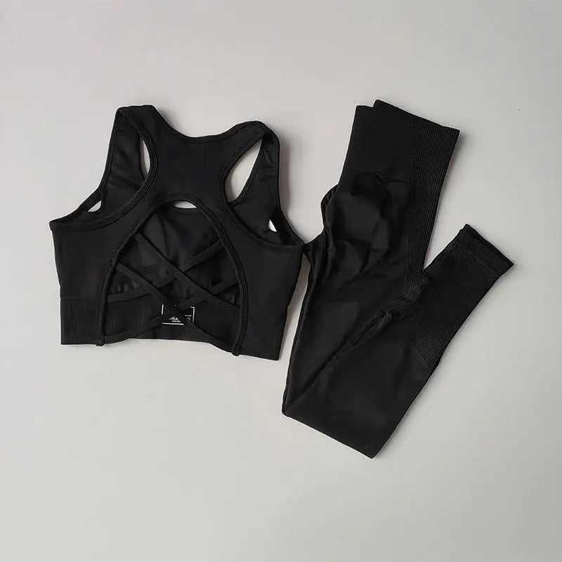Women's Workout Set 2 Piece, High Impact Sports Bra and High Waist Leggings, Quick Dry Fitness Yoga Suit luxecrown.co.uk