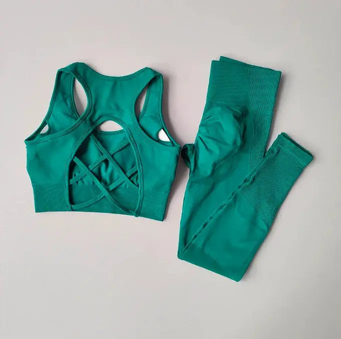 Women's Workout Set 2 Piece, High Impact Sports Bra and High Waist Leggings, Quick Dry Fitness Yoga Suit luxecrown.co.uk