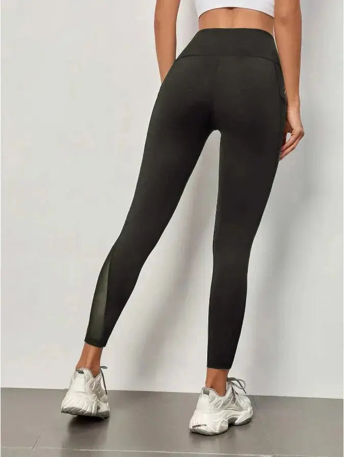Women's high-waisted yoga pants, mesh stitching large pockets, hip-lifting, sports casual leggings, fitness and fitness clothing luxecrown.co.uk