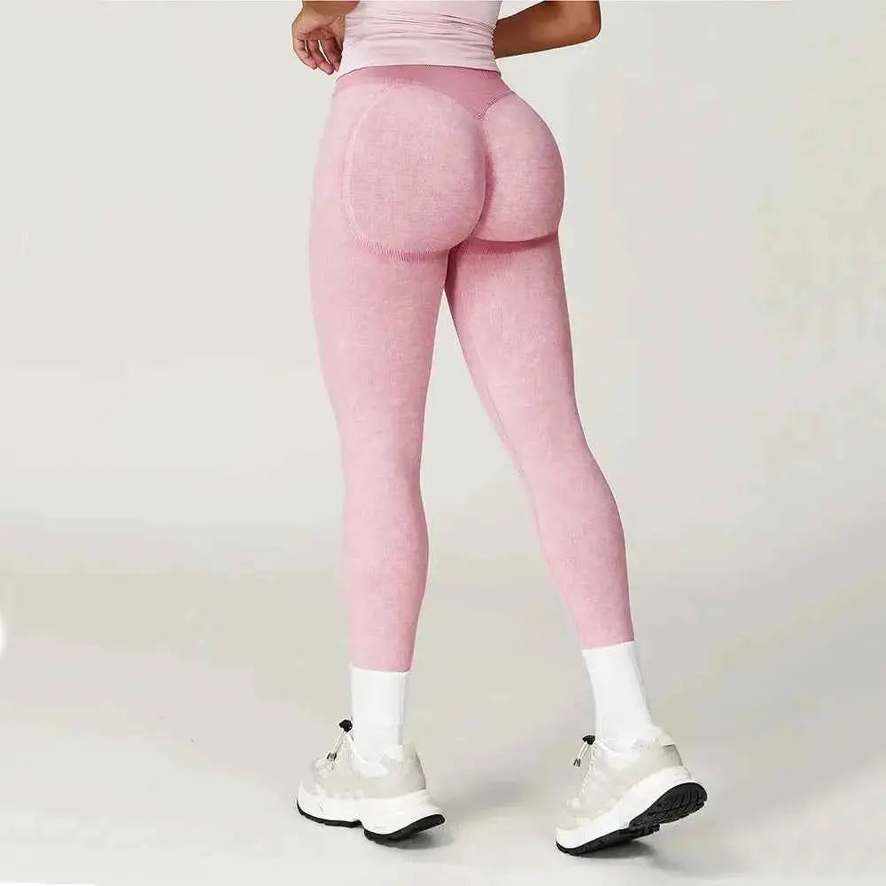 Yoga Pants Sports Leggings Women Seamless Sports Yoga Pant High Waist Ribbed Gym Clothes Fitness Workout Wear Scrunch Bum Tights