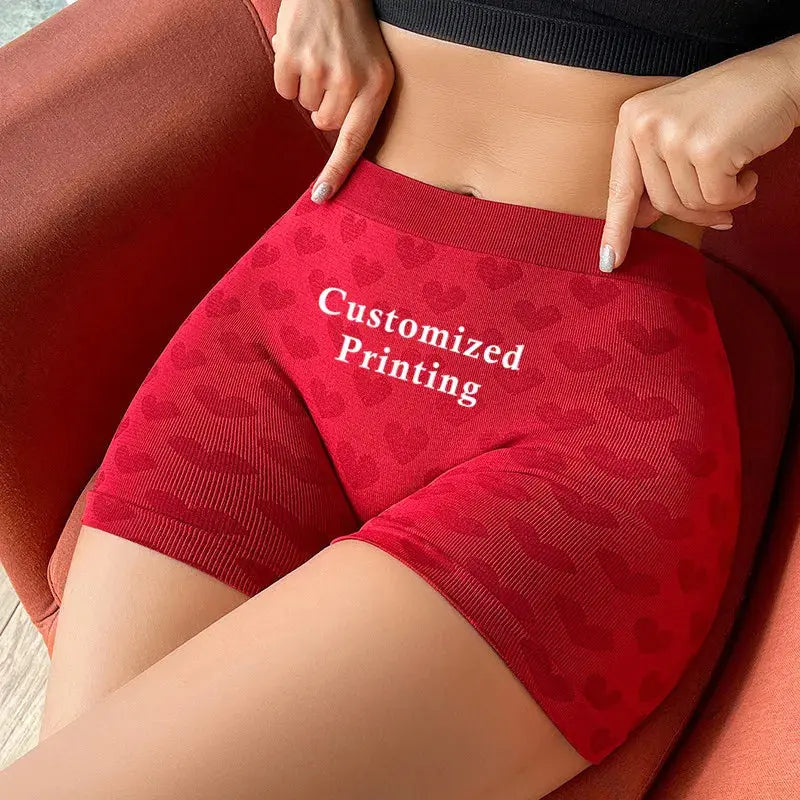 Your Own Logo Text Professional Custom Panties Love Heart Pink Knitting Underwear High-waisted Comfortable Breathable Panties Streetsharks