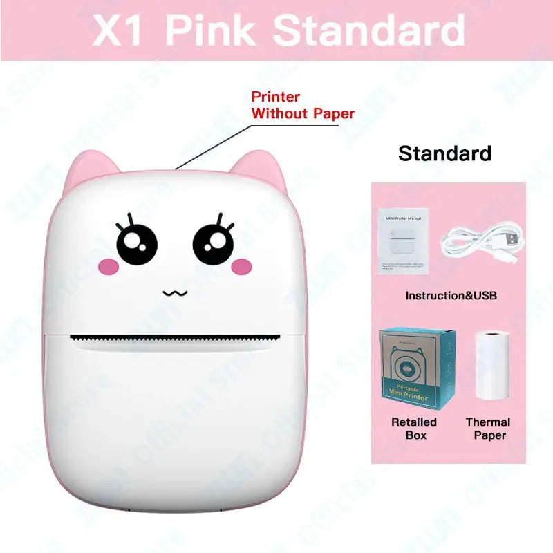 ZWN Portable Bluetooth Mini Printer Mobile Phone Photo Title Note Print Pocket Student Error Label Printer for Children's Gifts - Streetsharks