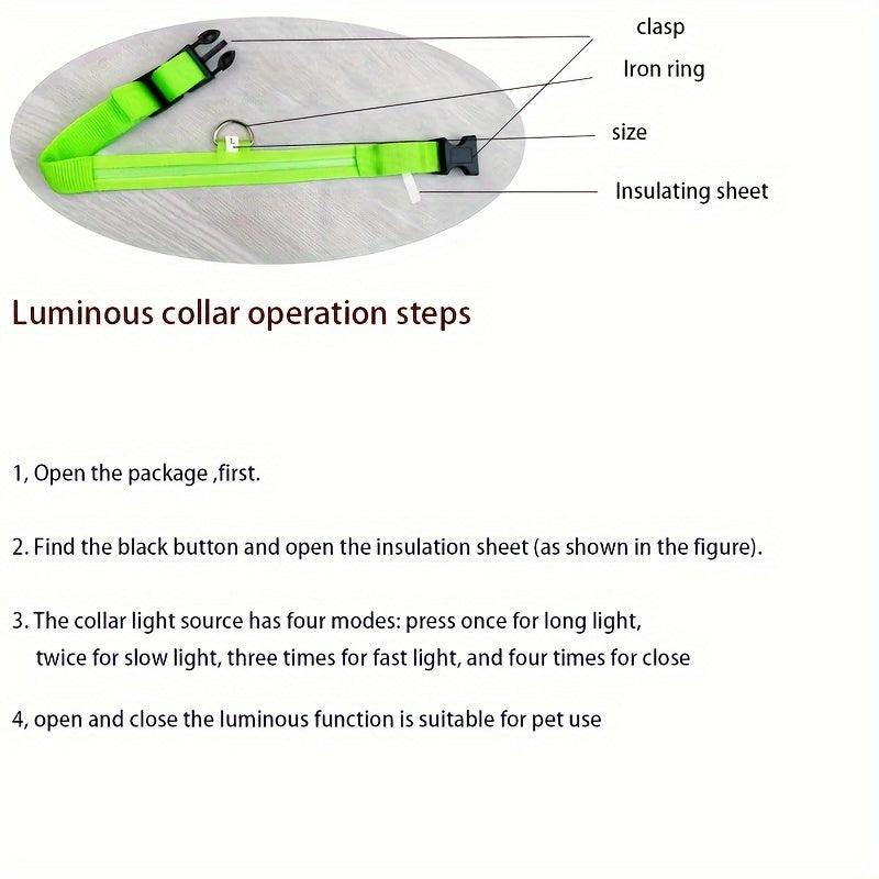 Pet Dogs Adjustable Luminous Collar For Night Safety - Striped Glow-in-the-Dark Collar For Night Walking Streetsharks