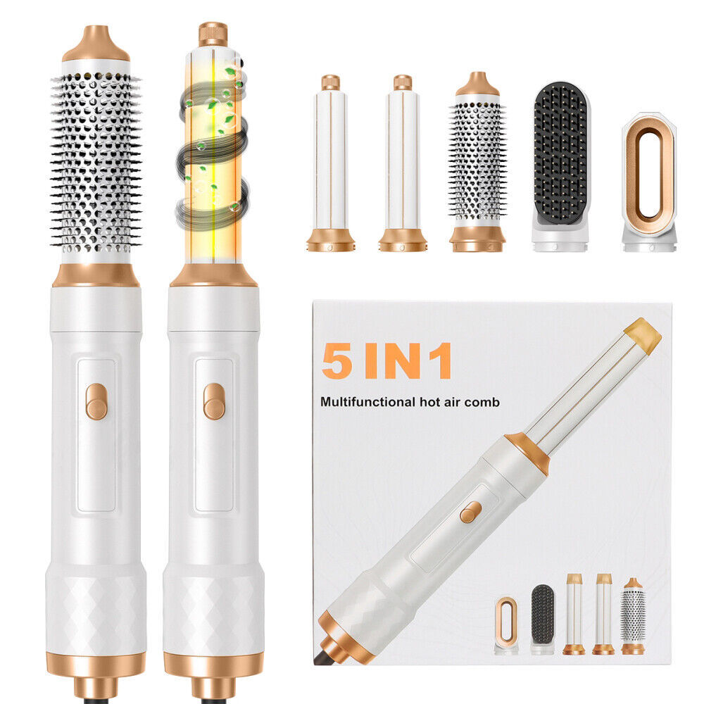 5 IN 1 Pro Air Wrap Blow Hair Styler Curler Straightener Hot Air Comb Brush Gift StreetSharks