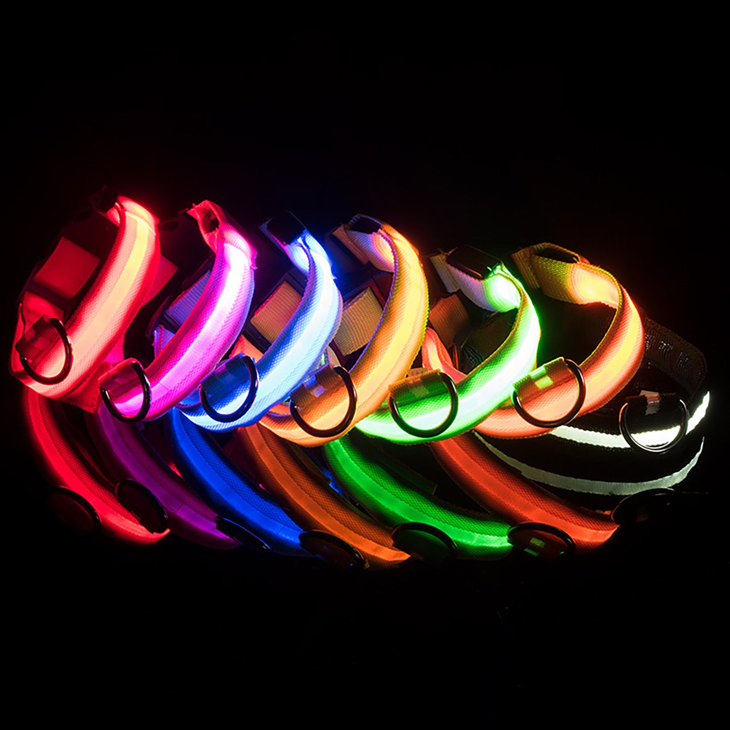 Pet Dogs Adjustable Luminous Collar For Night Safety - Striped Glow-in-the-Dark Collar For Night Walking Streetsharks