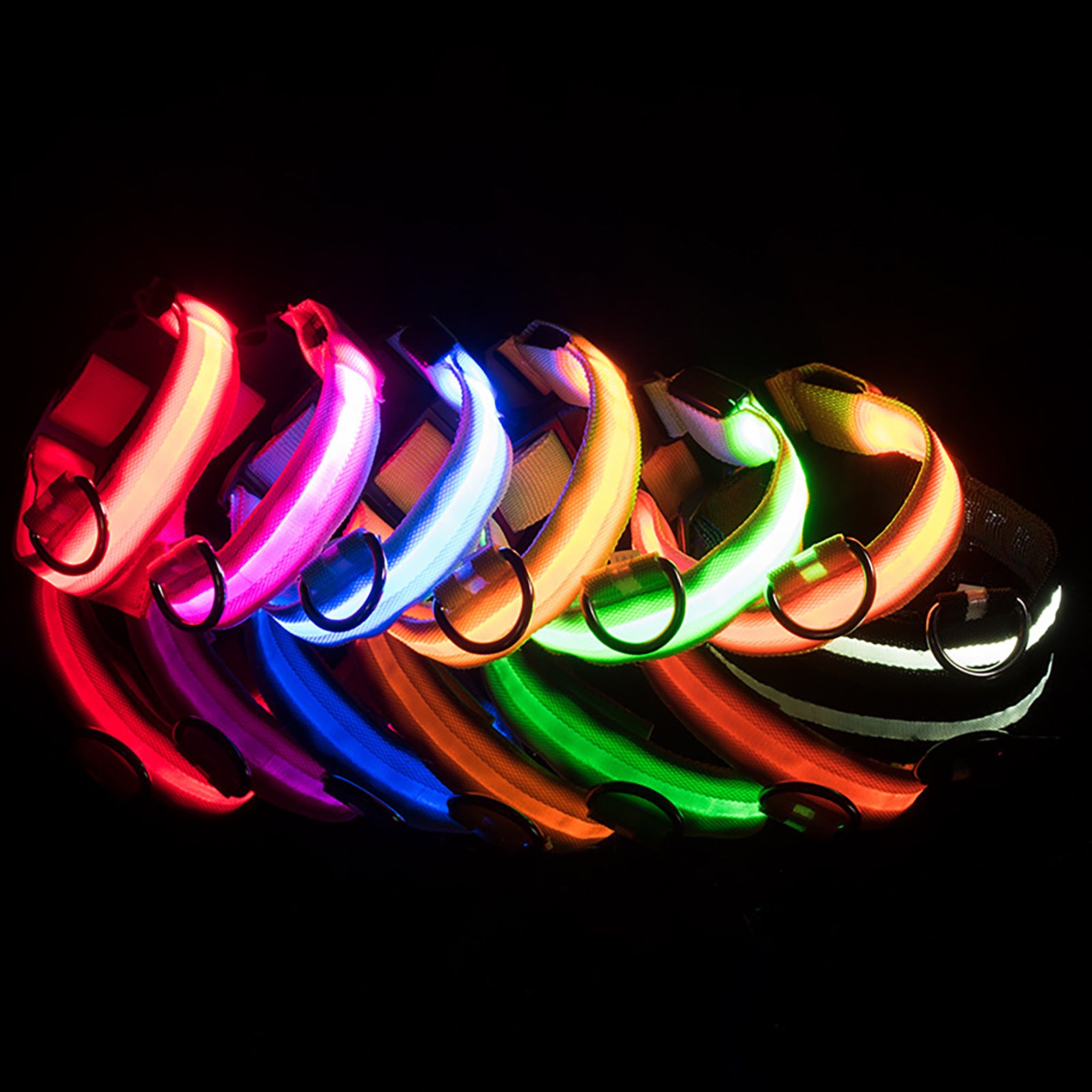 Pet Dogs Adjustable Luminous Collar For Night Safety - Striped Glow-in-the-Dark Collar For Night Walking Streetsharks