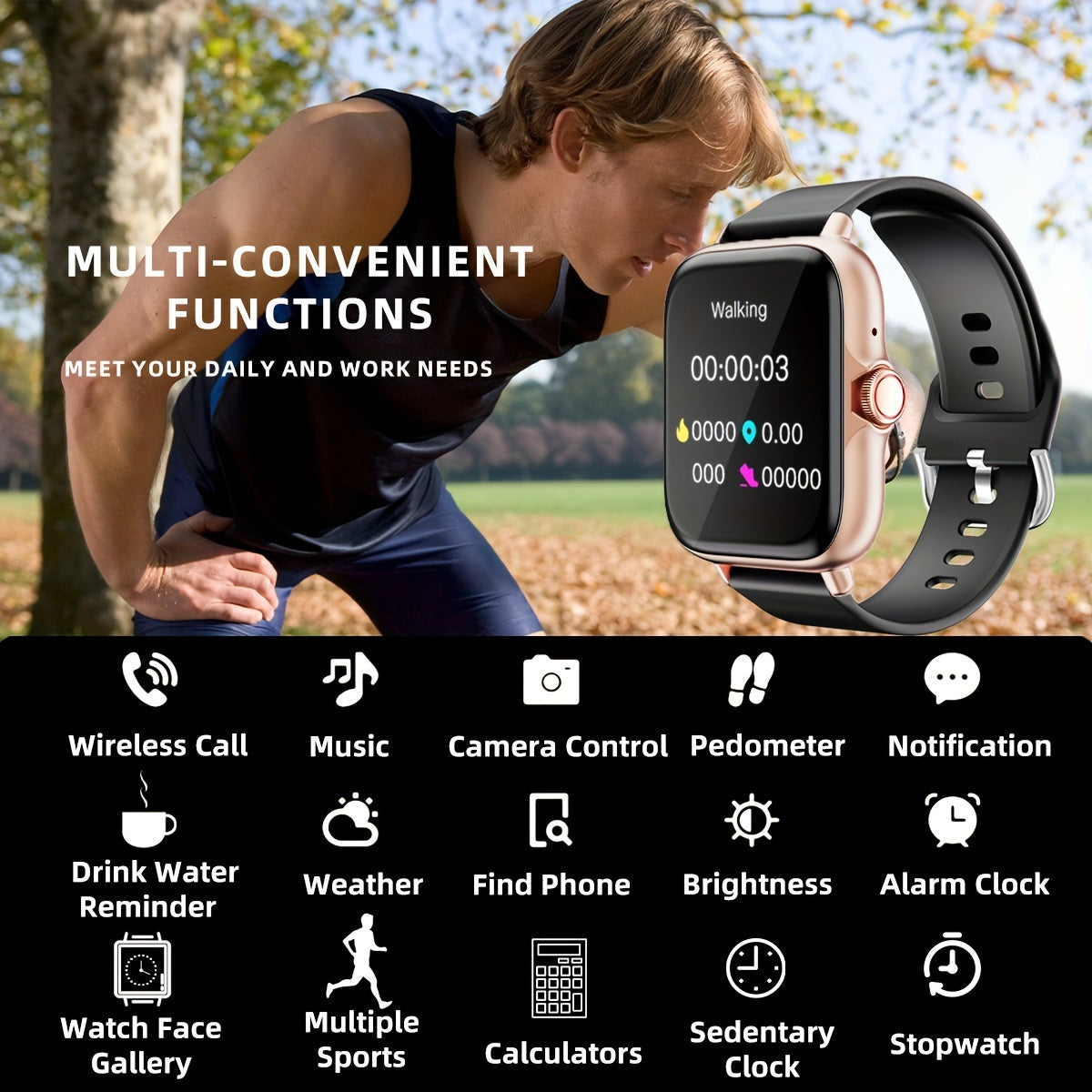 Waterproof Smart Watch, 1.83'' Full Touch Screen Display With Message, Answer Make Call Smartwatch Sleep Monitoring, Sports Pedometer, Information Alerts, For IPhone/Android Phones, Smartbands Fitness Watch For Women/Men Frie Streetsharks