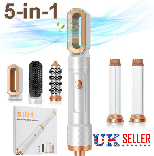5 IN 1 Pro Air Wrap Blow Hair Styler Curler Straightener Hot Air Comb Brush Gift StreetSharks