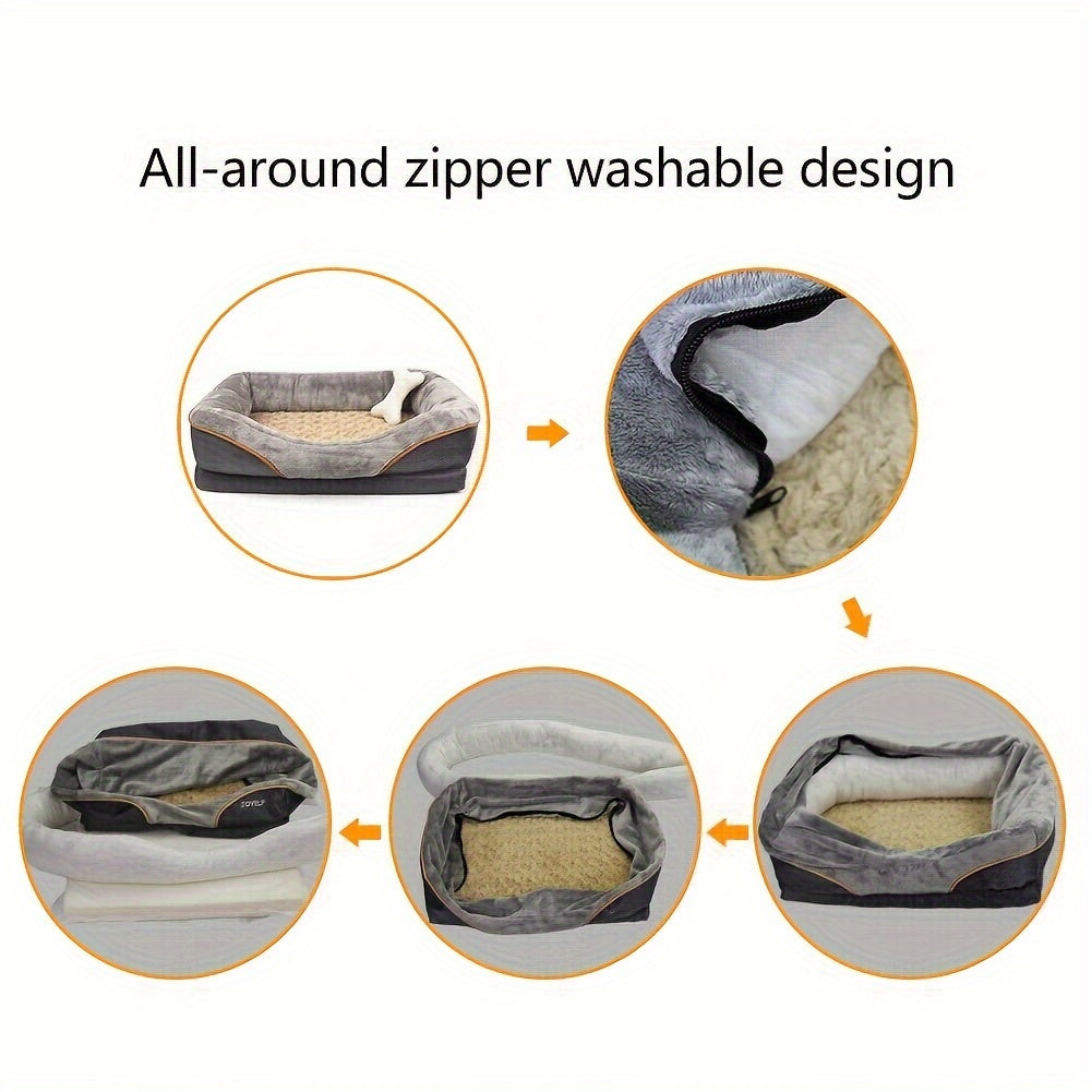 Orthopedic Memory Foam Dog Bed for Large Breeds - Washable Cover, Comfort Orthopedic Pet Sofa Bed with Removable Cushion, Ideal for Medium to Large Dogs & Cats Streetsharks