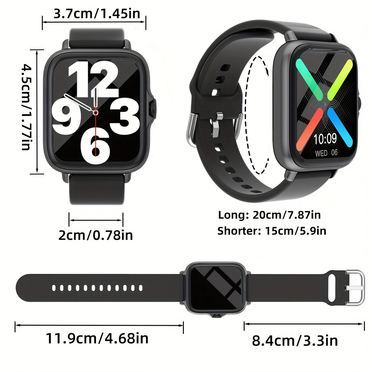 Waterproof Smart Watch, 1.83'' Full Touch Screen Display With Message, Answer Make Call Smartwatch Sleep Monitoring, Sports Pedometer, Information Alerts, For IPhone/Android Phones, Smartbands Fitness Watch For Women/Men Frie Streetsharks