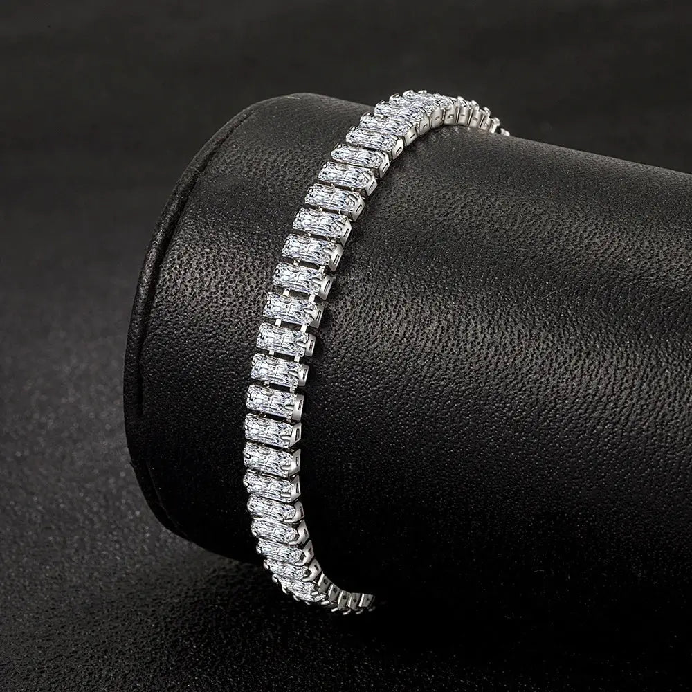 luxury designer 925 Sterling Silver fine Crystal Bracelet For Women fashion Jewelry Engagement Wedding Glamour Jewelry 18CM Streetsharks