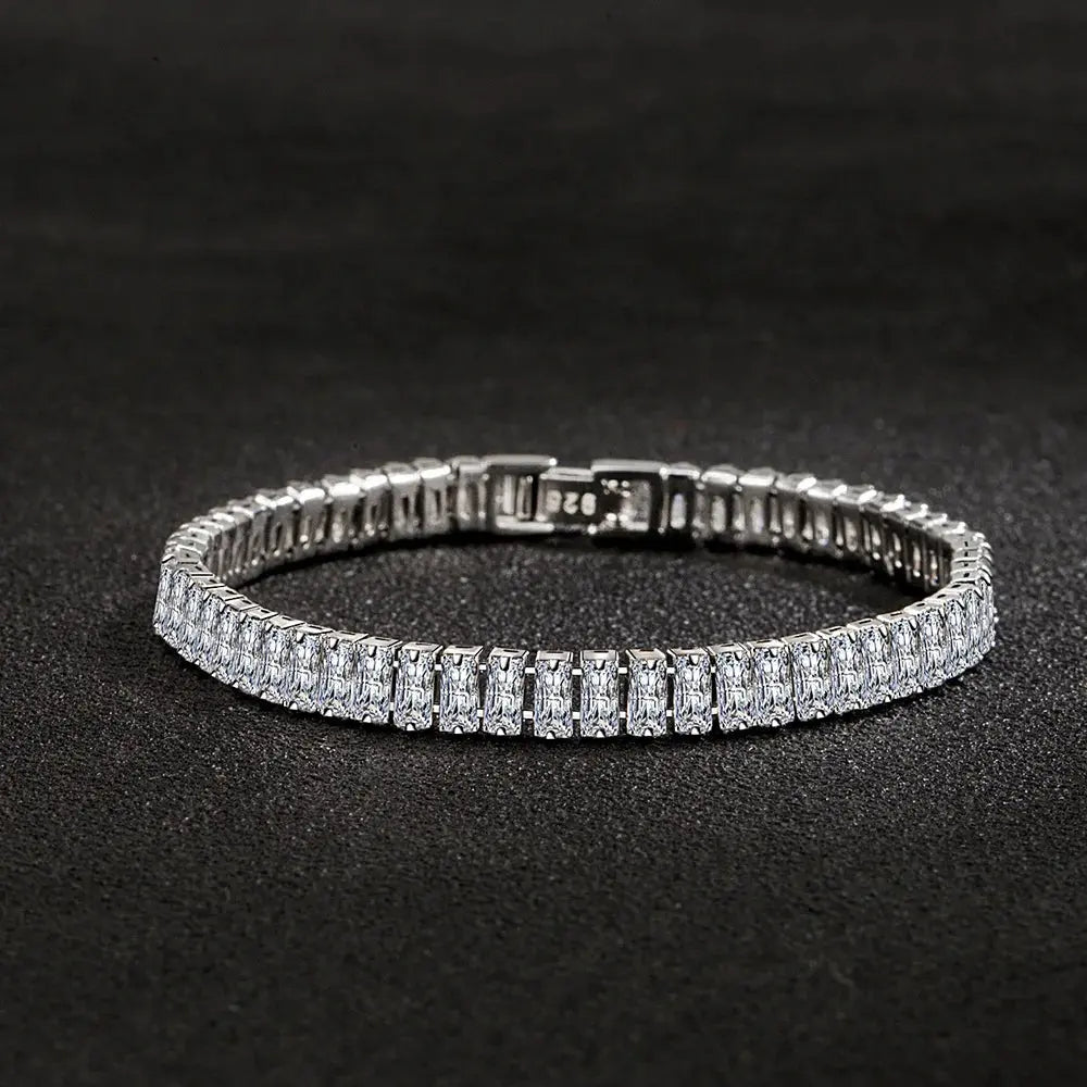 luxury designer 925 Sterling Silver fine Crystal Bracelet For Women fashion Jewelry Engagement Wedding Glamour Jewelry 18CM Streetsharks