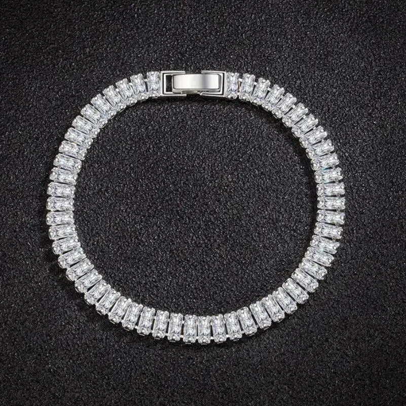 luxury designer 925 Sterling Silver fine Crystal Bracelet For Women fashion Jewelry Engagement Wedding Glamour Jewelry 18CM Streetsharks