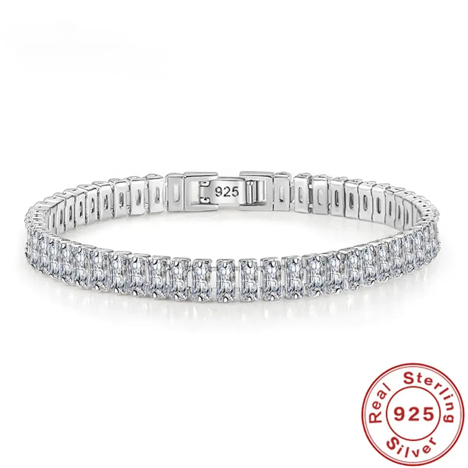 luxury designer 925 Sterling Silver fine Crystal Bracelet For Women fashion Jewelry Engagement Wedding Glamour Jewelry 18CM Streetsharks