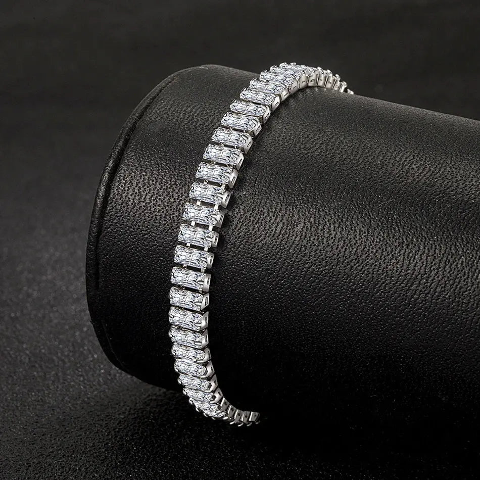luxury designer 925 Sterling Silver fine Crystal Bracelet For Women fashion Jewelry Engagement Wedding Glamour Jewelry 18CM Streetsharks