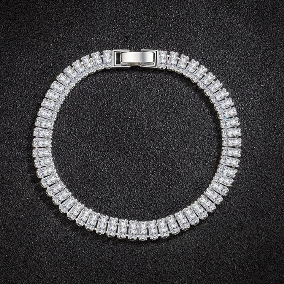 luxury designer 925 Sterling Silver fine Crystal Bracelet For Women fashion Jewelry Engagement Wedding Glamour Jewelry 18CM Streetsharks