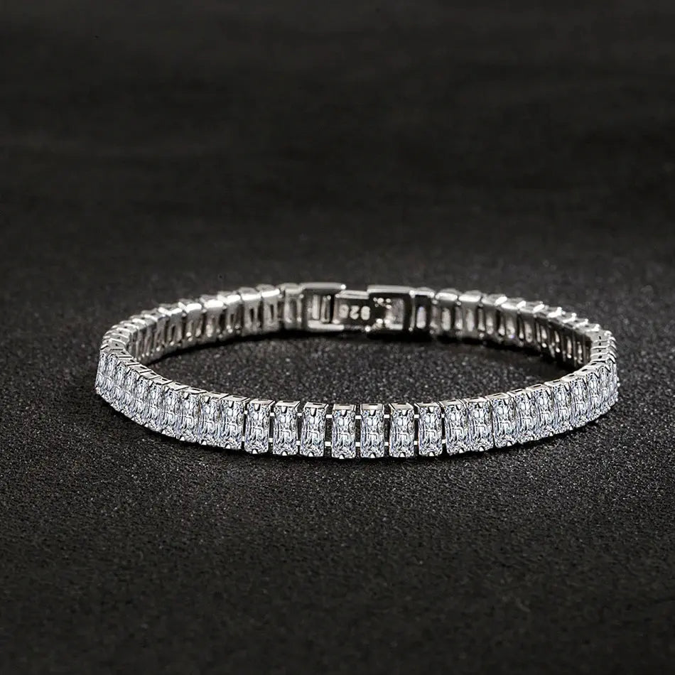 luxury designer 925 Sterling Silver fine Crystal Bracelet For Women fashion Jewelry Engagement Wedding Glamour Jewelry 18CM Streetsharks