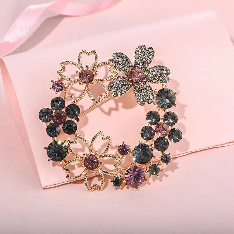 women's round brooch simple wreath buckle pin corsage accessories Streetsharks